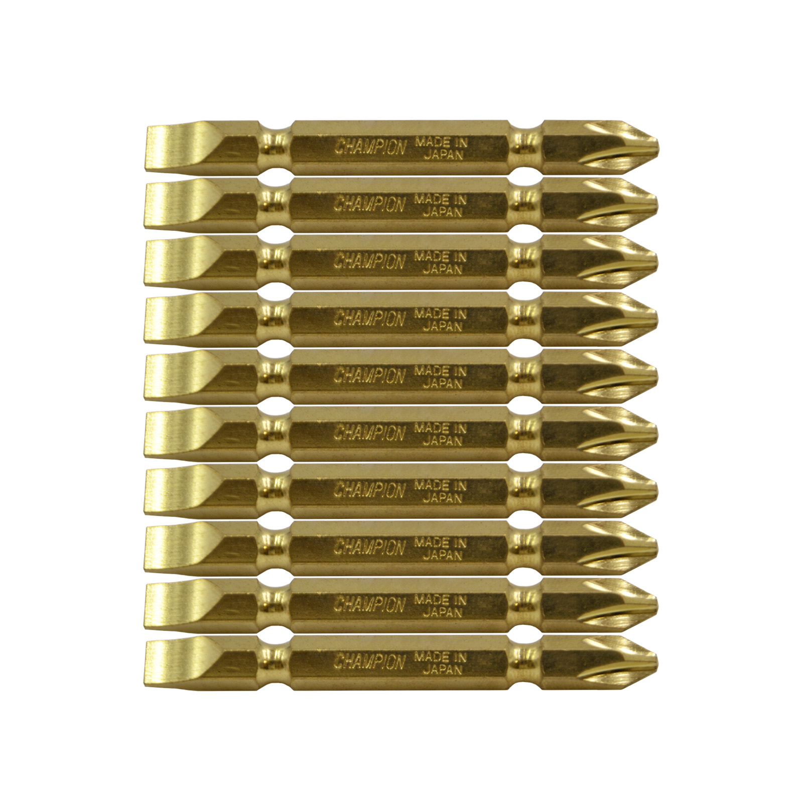 両頭ビット ゴールド +2/-6.0×65 10本組 六角軸 No.GB-65PM